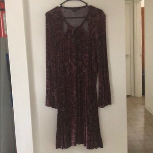 Soft & Sexy Paisley Long Sleeve Maroon Fall Dress